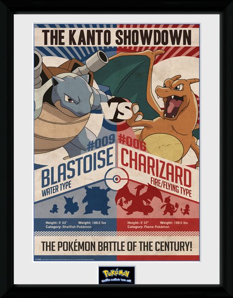 Pokémon Red vs Blue  30 x 40cm Framed Collector Print