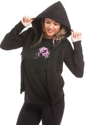 Ladies Black Zip Hoodie with UCB Branding. Size 10 (S)
