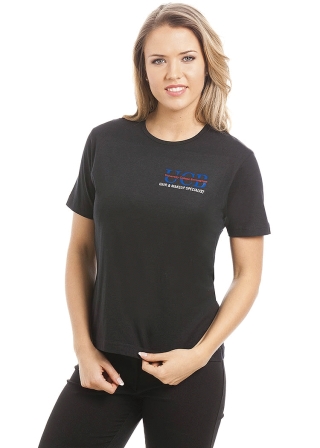 Ladies Black T Shirt With UCB Branding. Size 8 (XS)