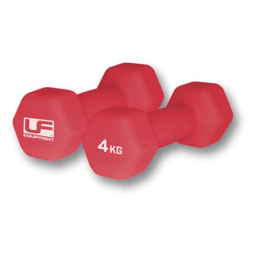 Urban Fitness Hex Dumbbells - Neoprene Covered (Pair) - 2 x 4kg - Red